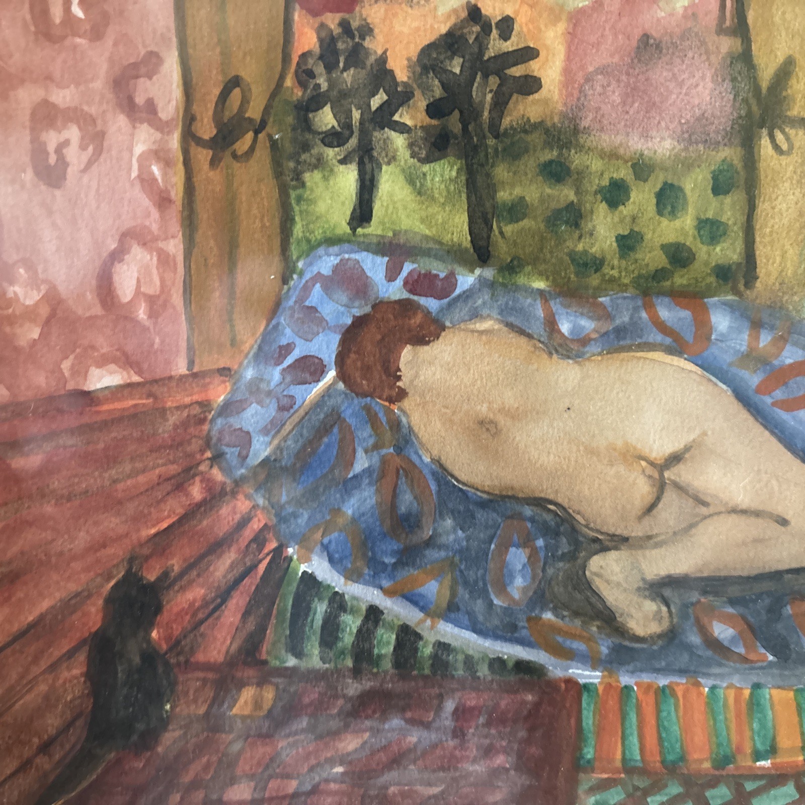 Original Natalie Miel Impressionist Watercolor Painting Signed Framed French