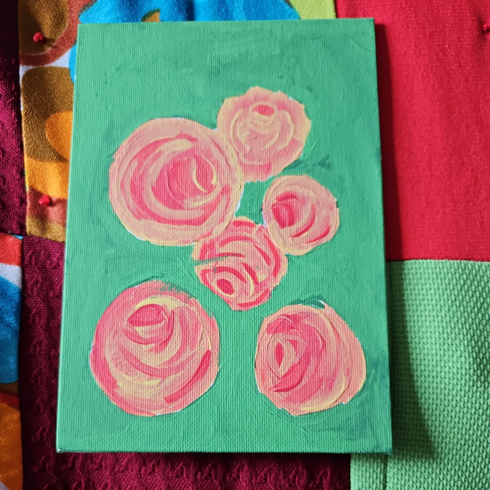 OOAK Original Artwork by me Acrylic On Board 5×7 Abstract Flowers
