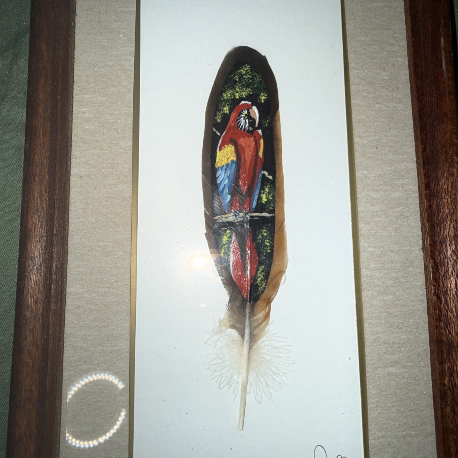 Set Of 2 Costa Rica Feater Bird Paintings Quetzal And Macaw Signed Edgar Framed