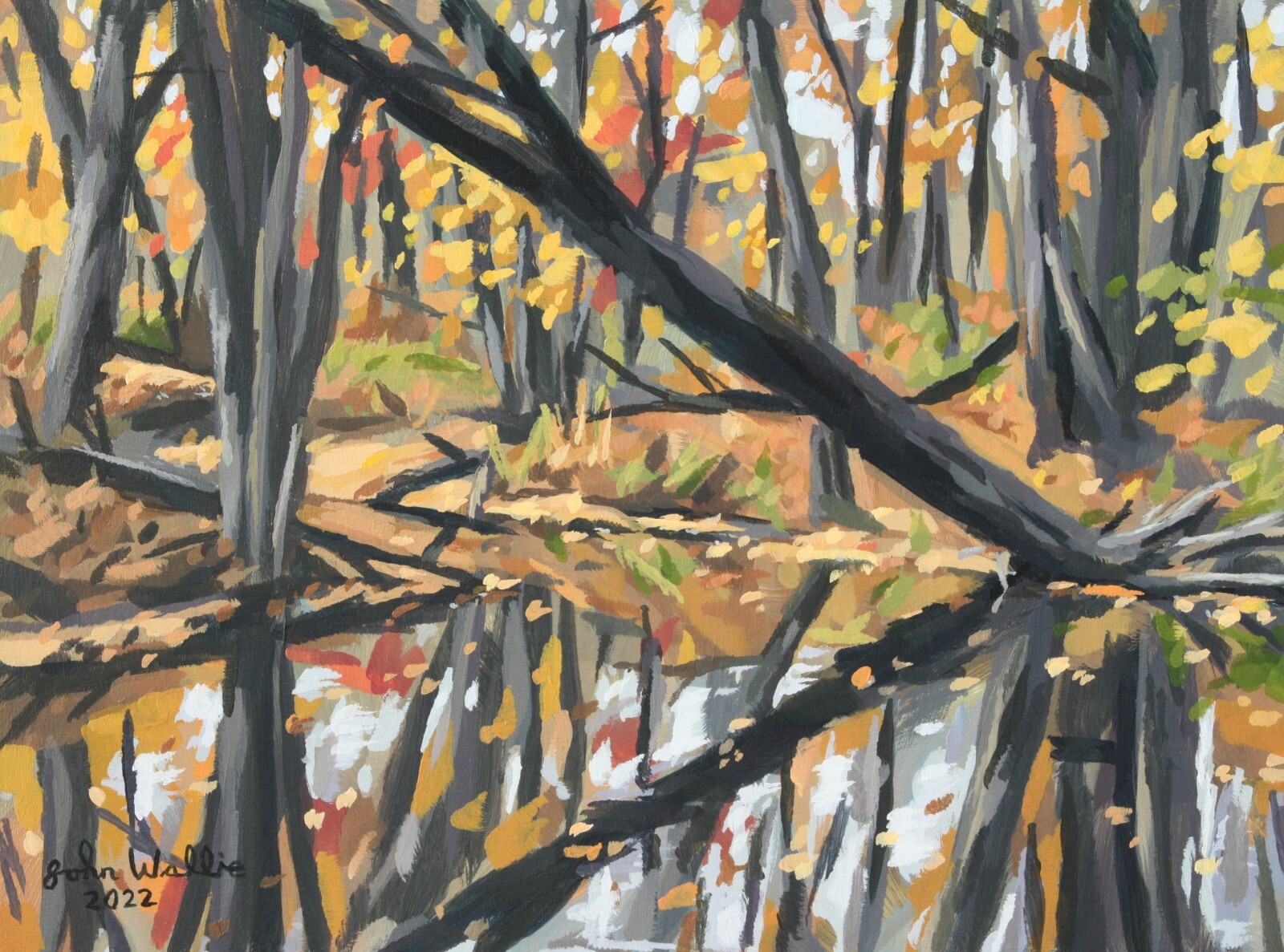 Original Painting – «Fallen Tree on Eagle Creek» – 9 x 12 inch by John Wallie