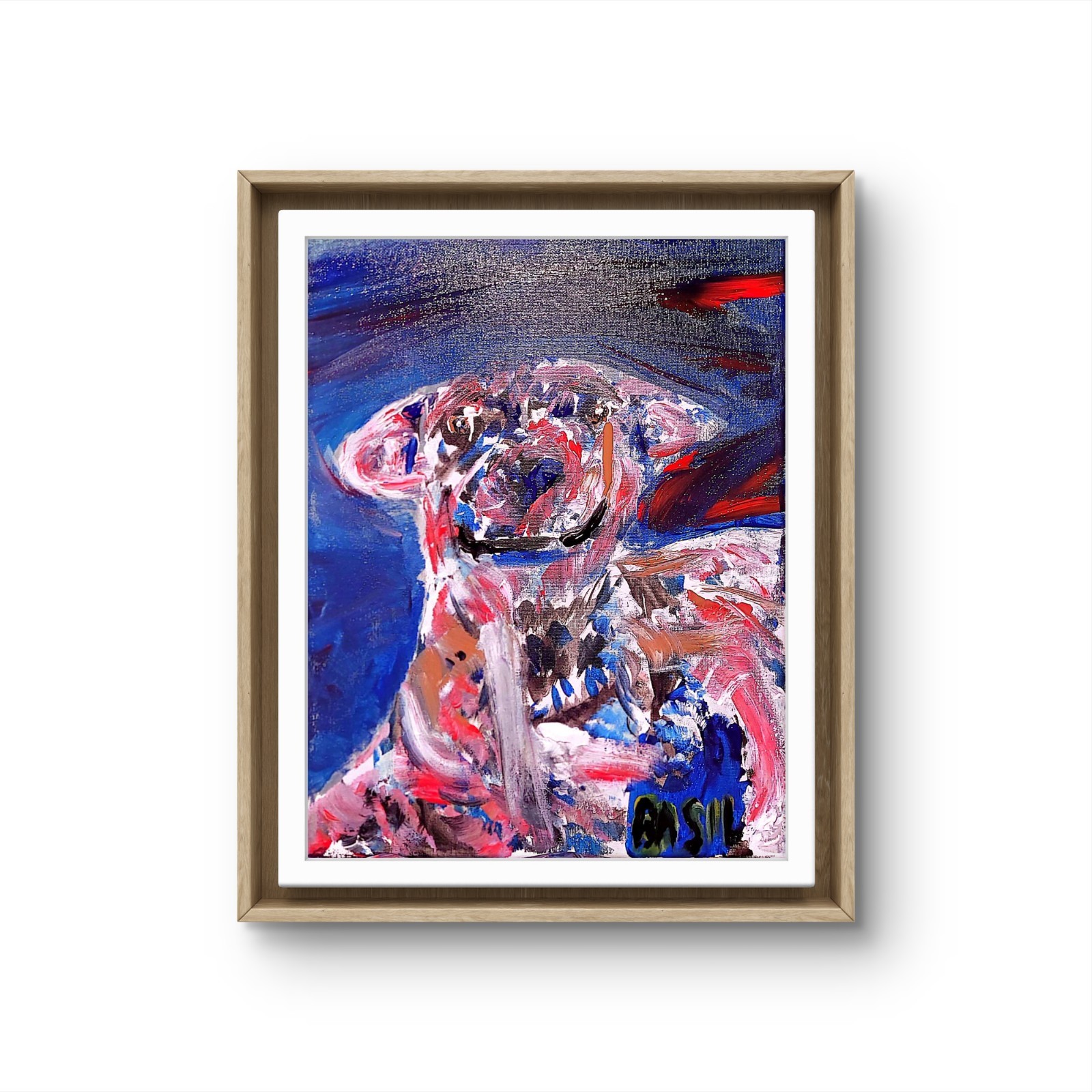 Smiling Dog Multicolor Abstract Expressionist Original Painting Canvas 11×14