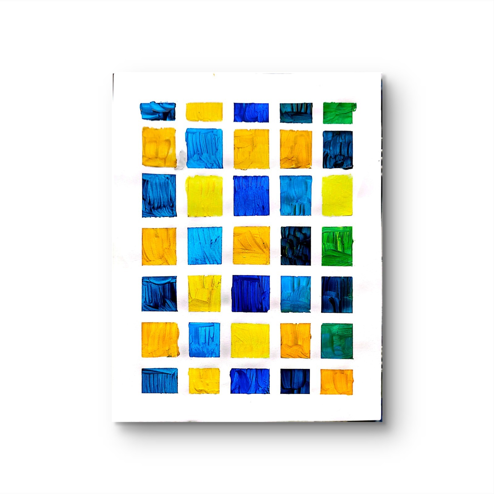Tile Mosaic Colors Contemporary Expressionist Original Acrylic Painting 9×12