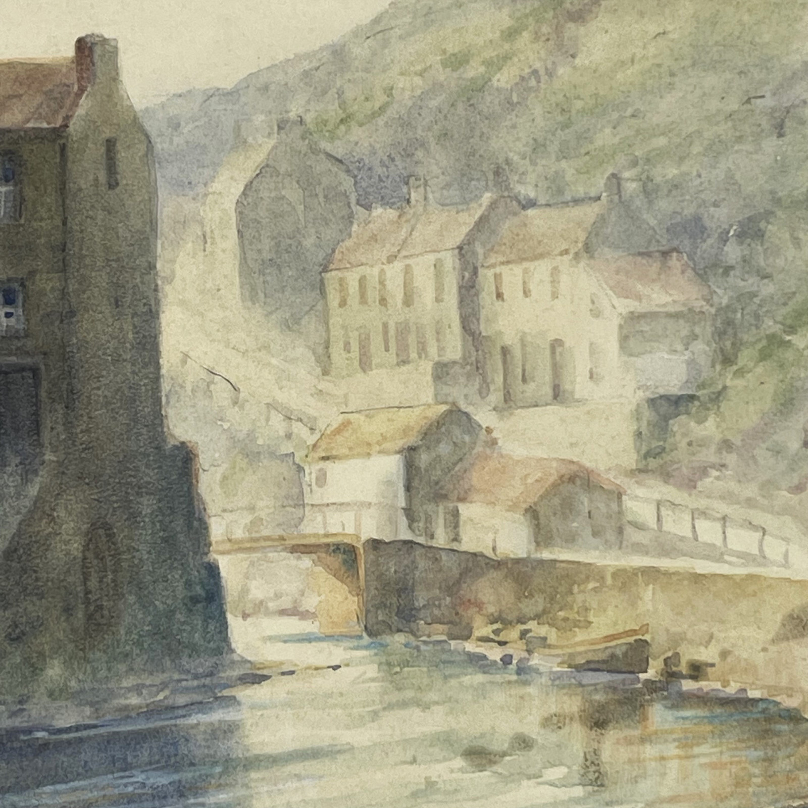 Antique Watercolor Painting Fred E. Graham Listed Artist Fishing Boat Traps