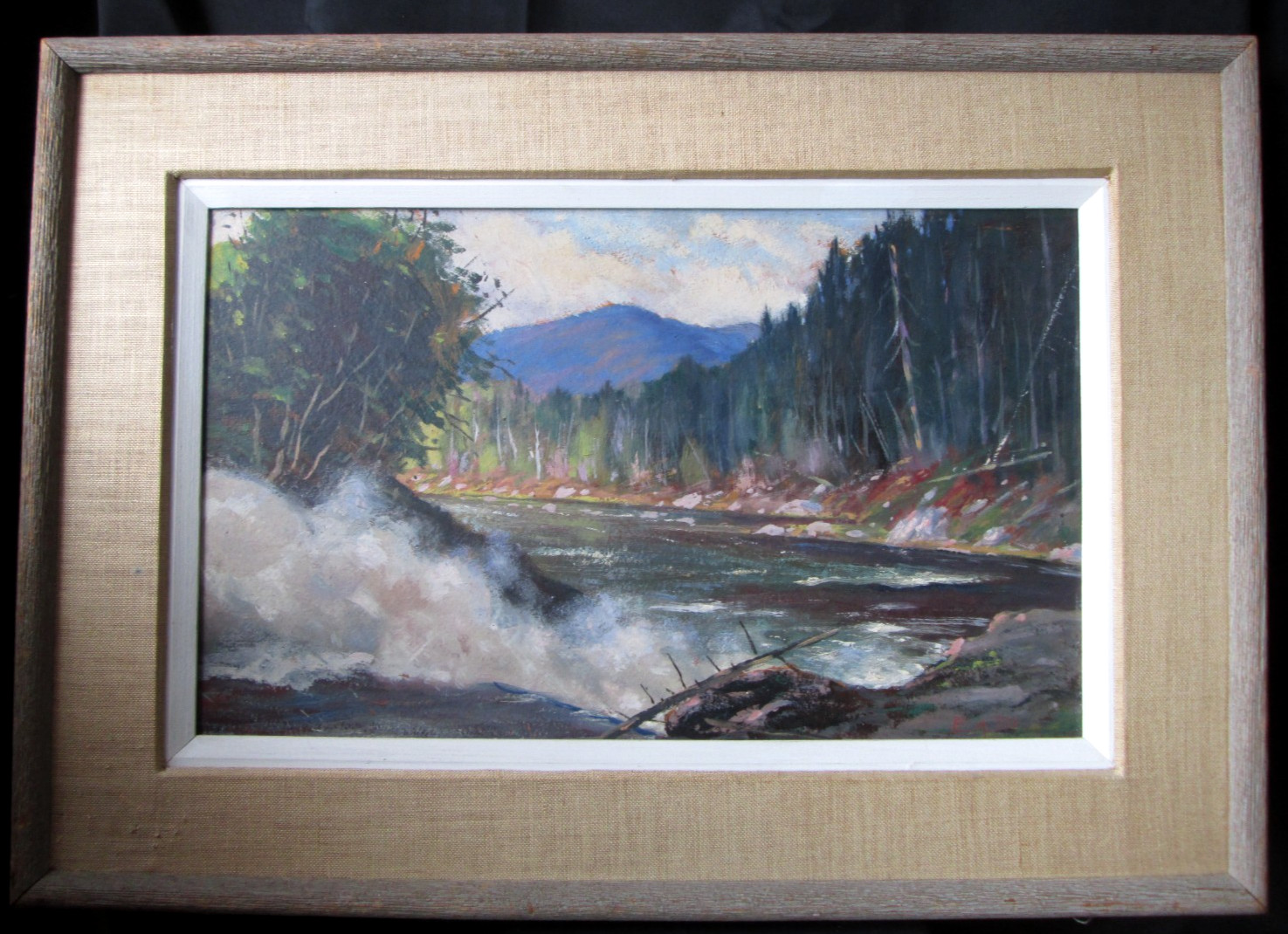 Old LISTED New Hampshire ARTIST E.A TITUS Mountain STREAM Landscape Painting