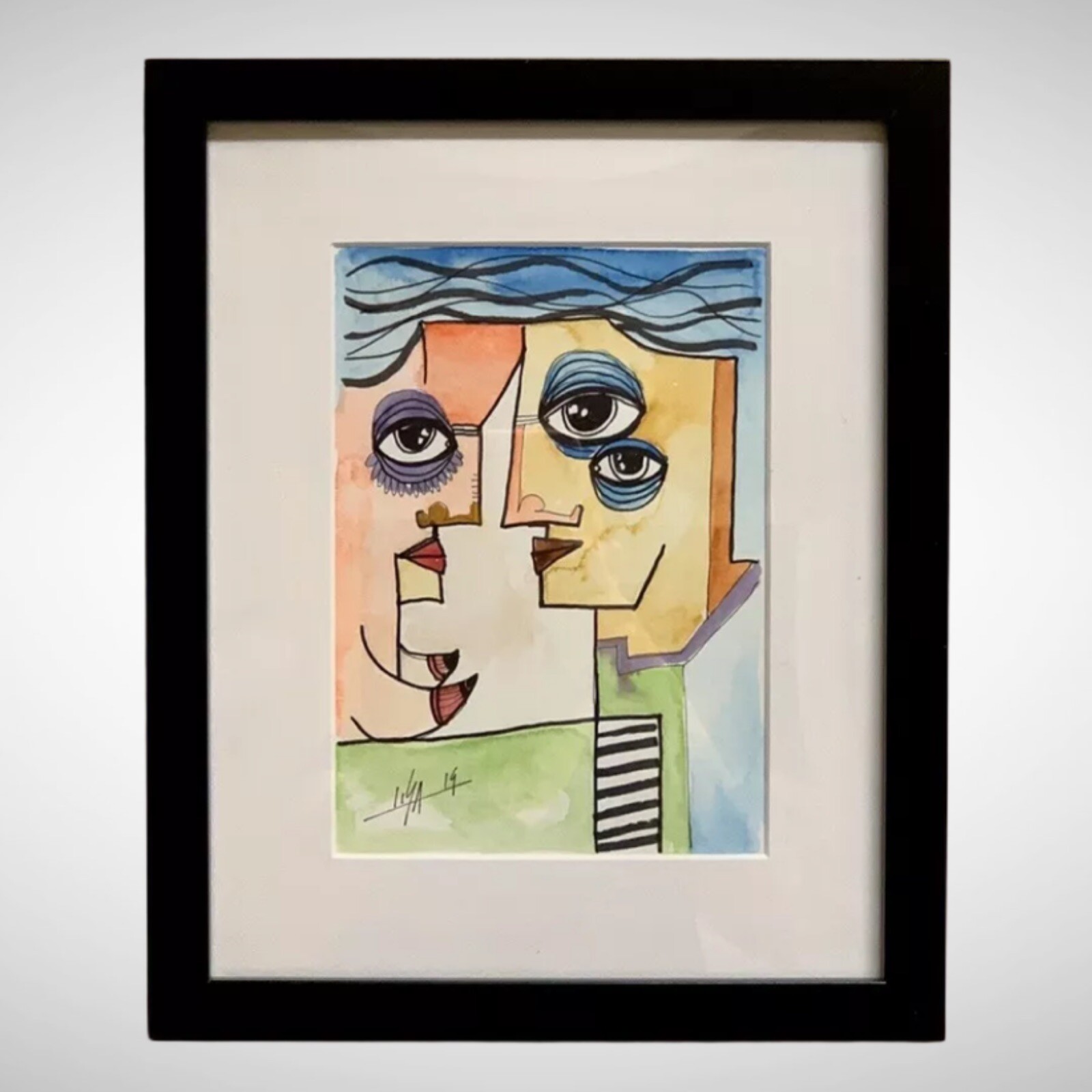 PAINTING INK/WATERCOLOR ON CANSON (FRAME INCLUDED) CUBAN ART by LISA.