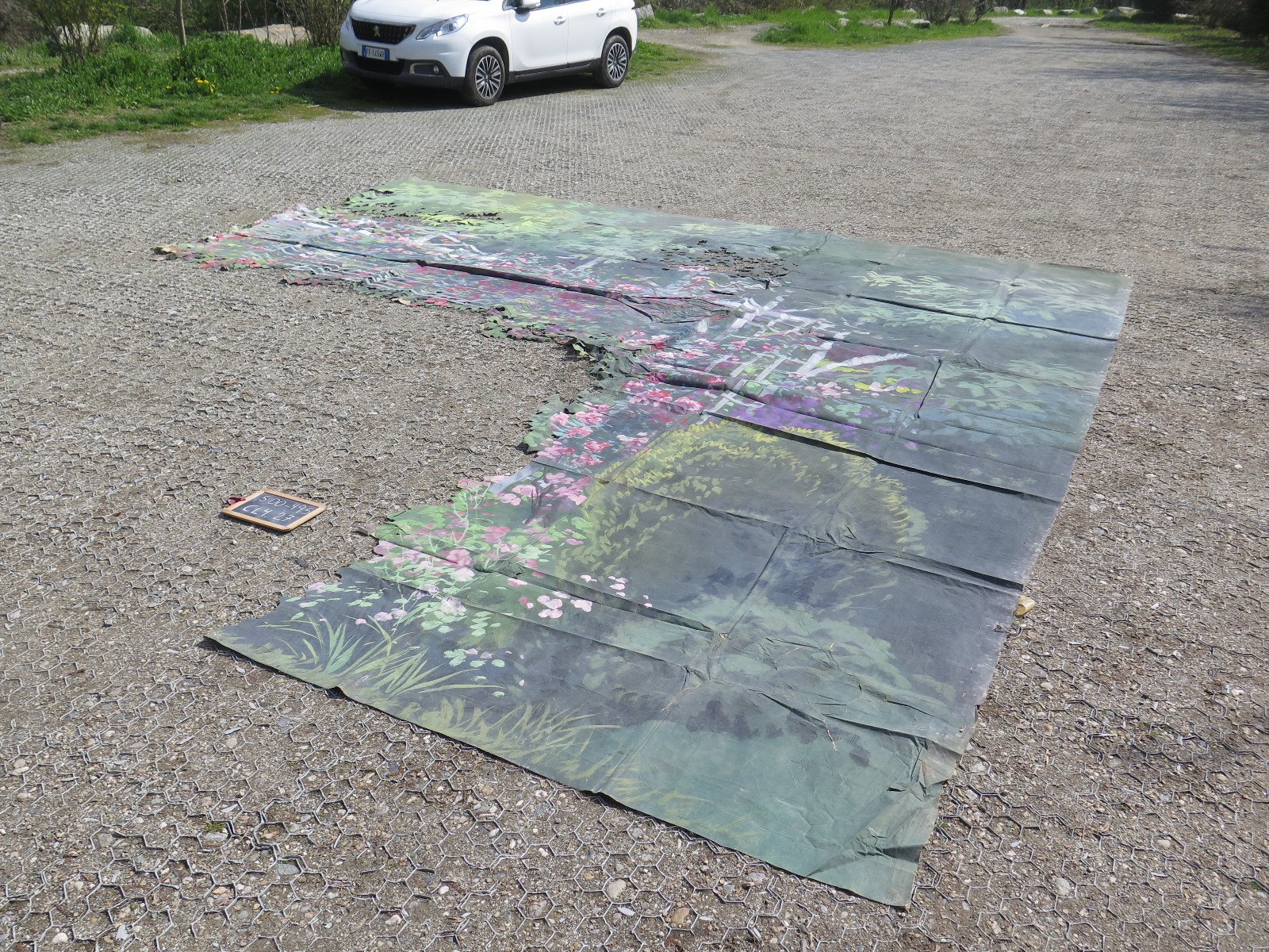 Backdrop Stage Antique Hand-Painted Scenic Artwork Flowers Garden CL4.27