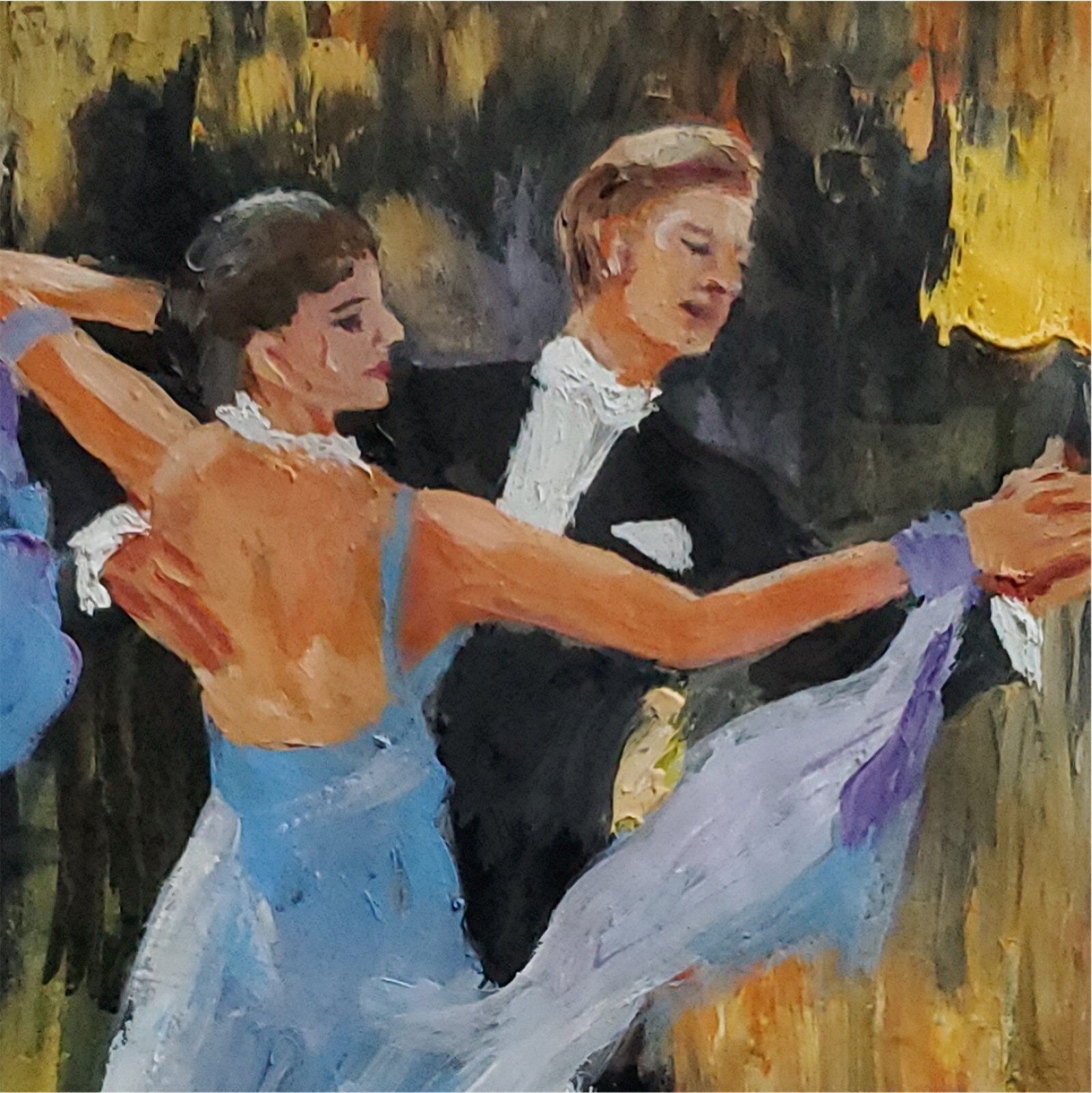 YARY DLUHOS Dance Figures Ballroom Dancing Music Woman Man Original Oil Painting