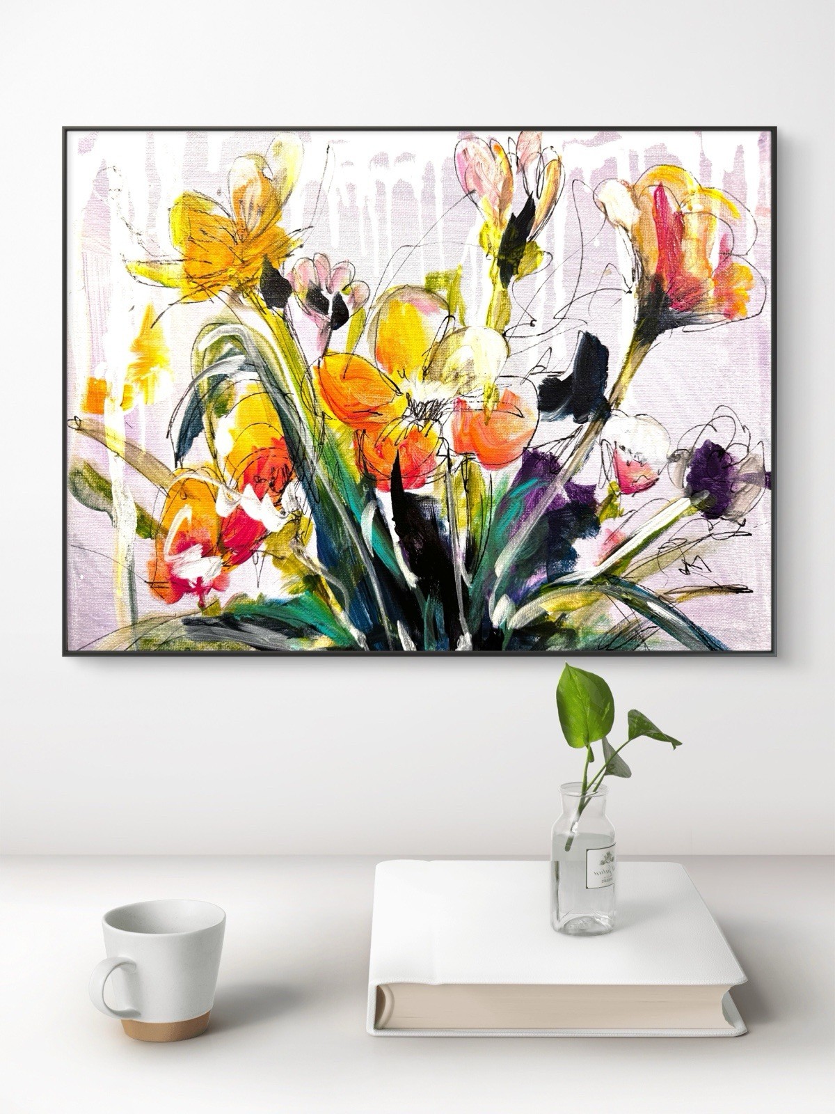 SAMATOWIC Original Abstract Riotous Flowers 11×14 Handmade Signed Fine Art 282