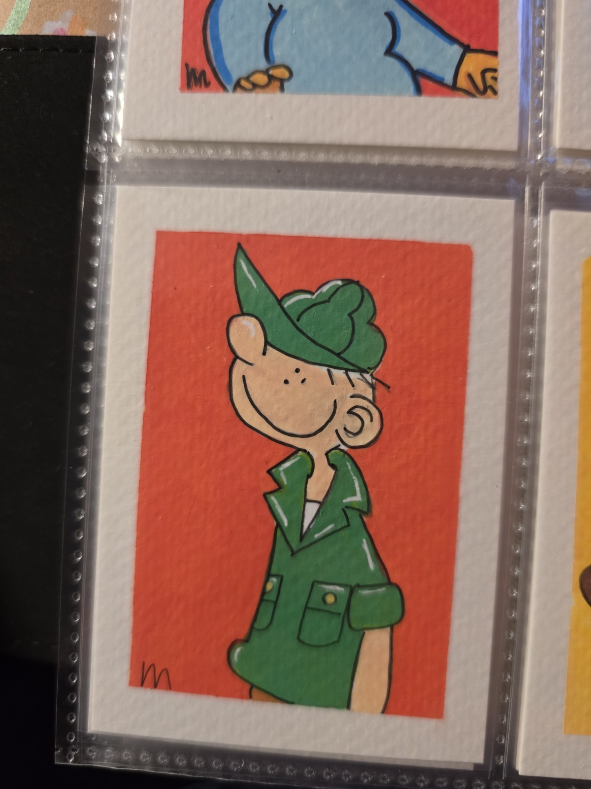 ACEO Original Painting Acrylic 2.5×3.5 Beetle Baily Private Comic Strip Cartoon