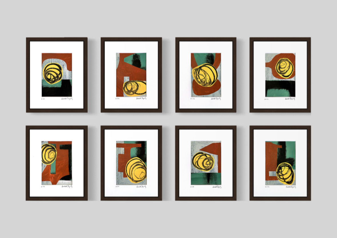 Set Of 8 Original Still Life Collage 8×10 Matted Contemporary Kitchen Wall Art