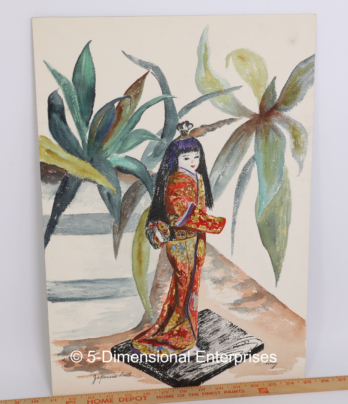 D Holby JAPANESE DOLL Still Life 14 x 20″ Watercolor on Board