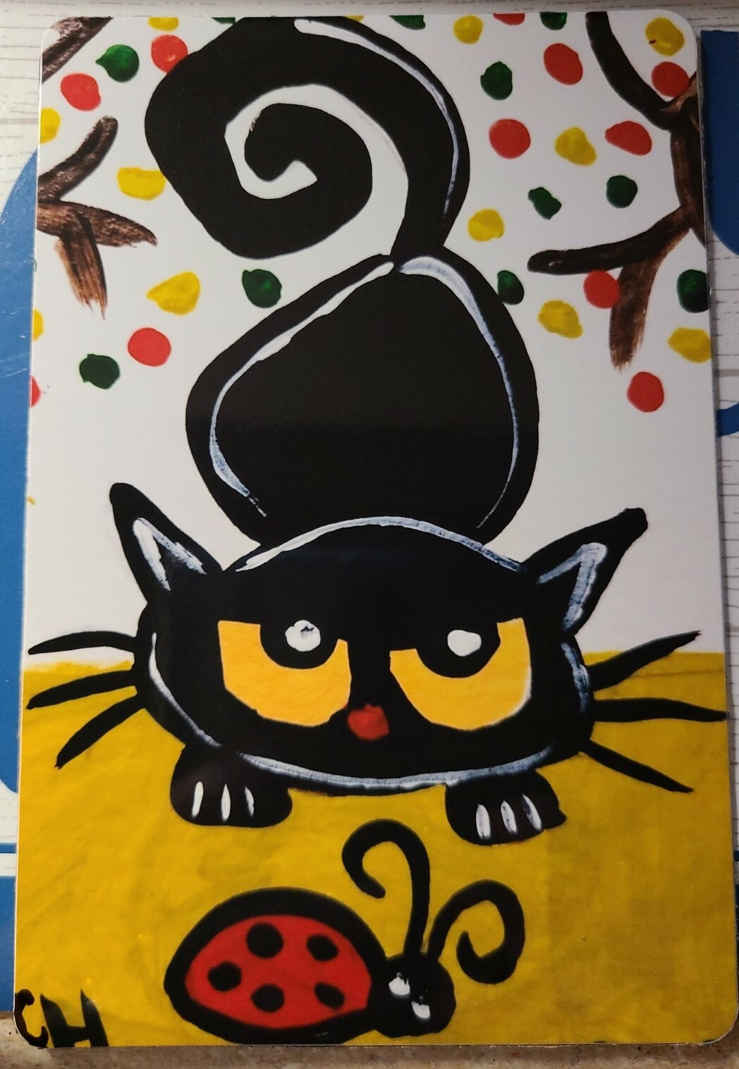 «NEW» NOT ACEO «LADYBUG HUNTER» 3.5X5.5 CAT ART MAGNET 2000-now