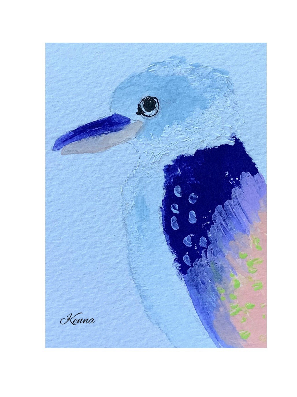 Aceo By Kenna Gouache Painting HP Kookaburra 2.5” X 3.5” Signed Original