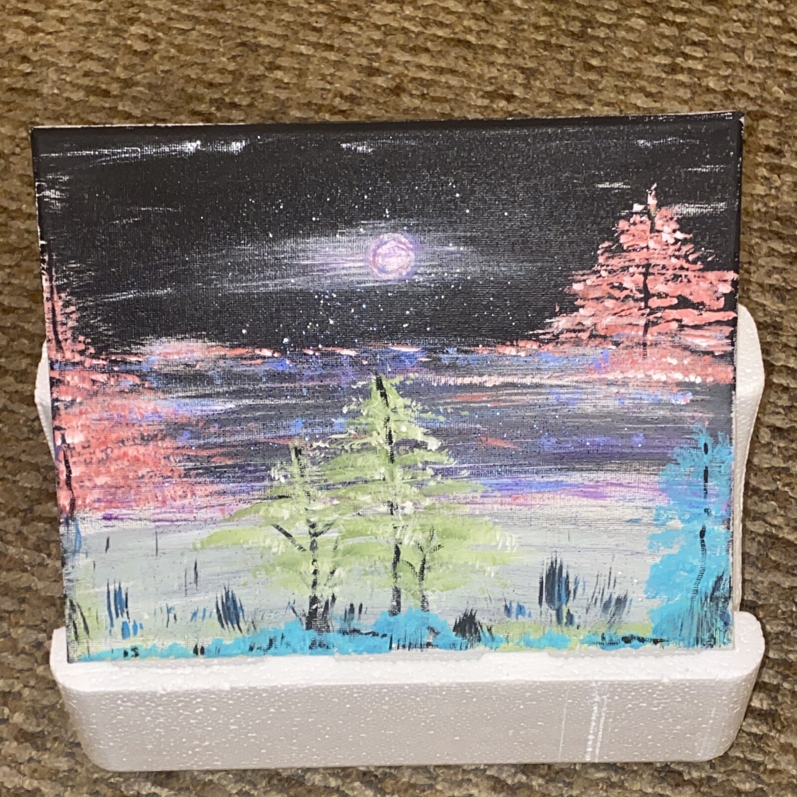 accrilic 8×10 canvas art painting moonstruck unsigned