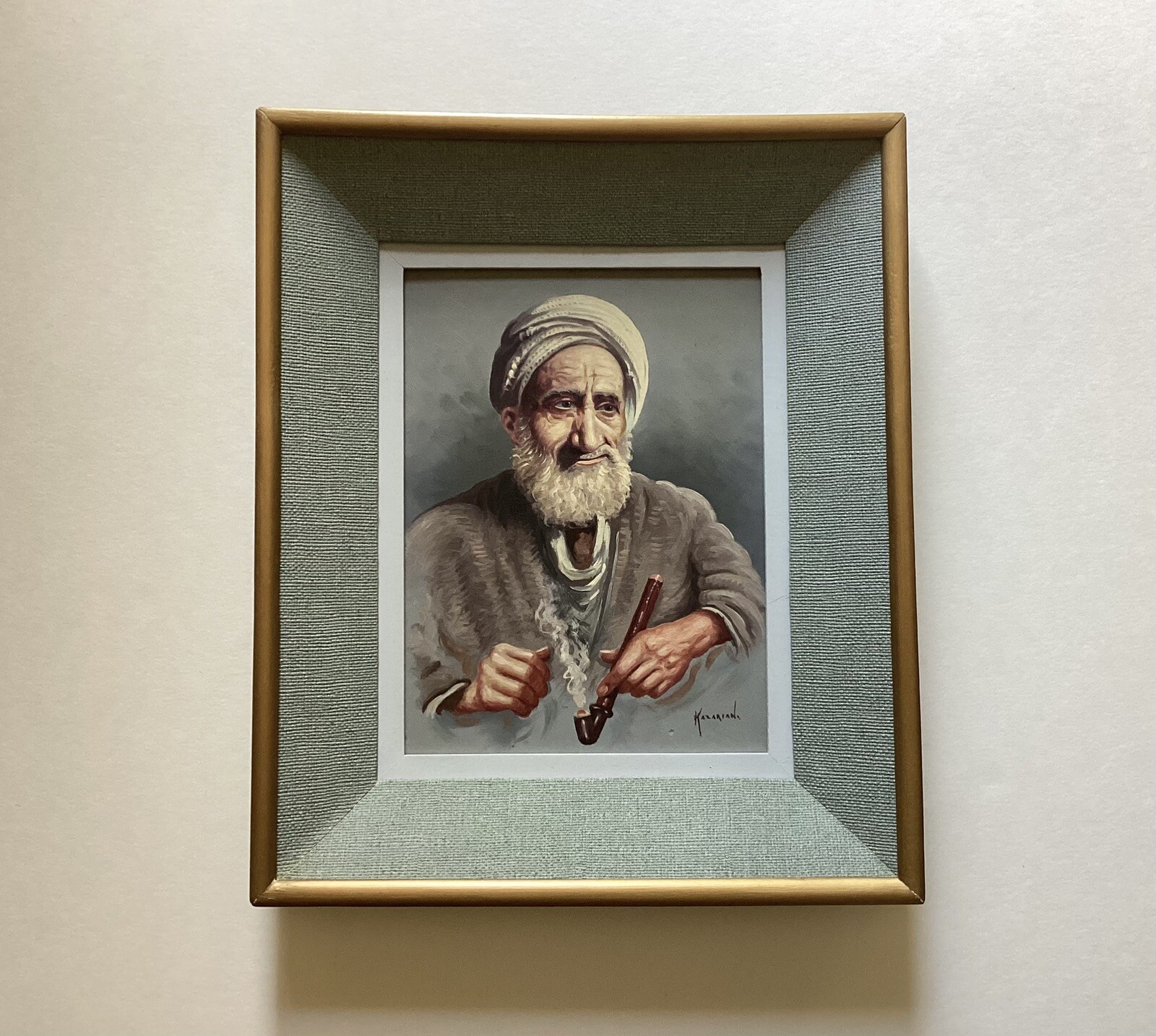 VTG Original Oil Painting Portrait of an Old Man on Board By Alejke Kazarian