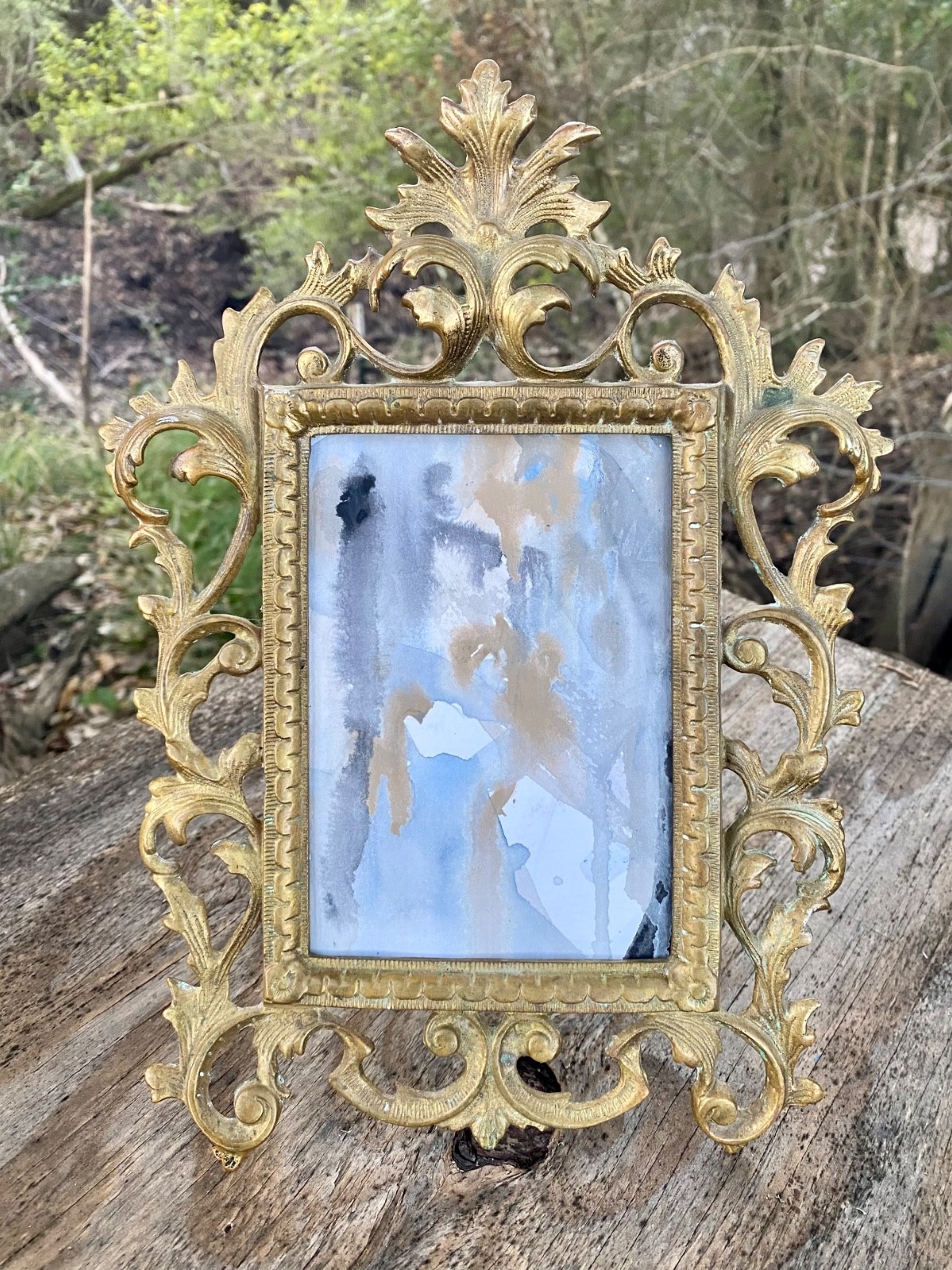 Virginia Metalcrafters Brass Frame + Abstract Painting
