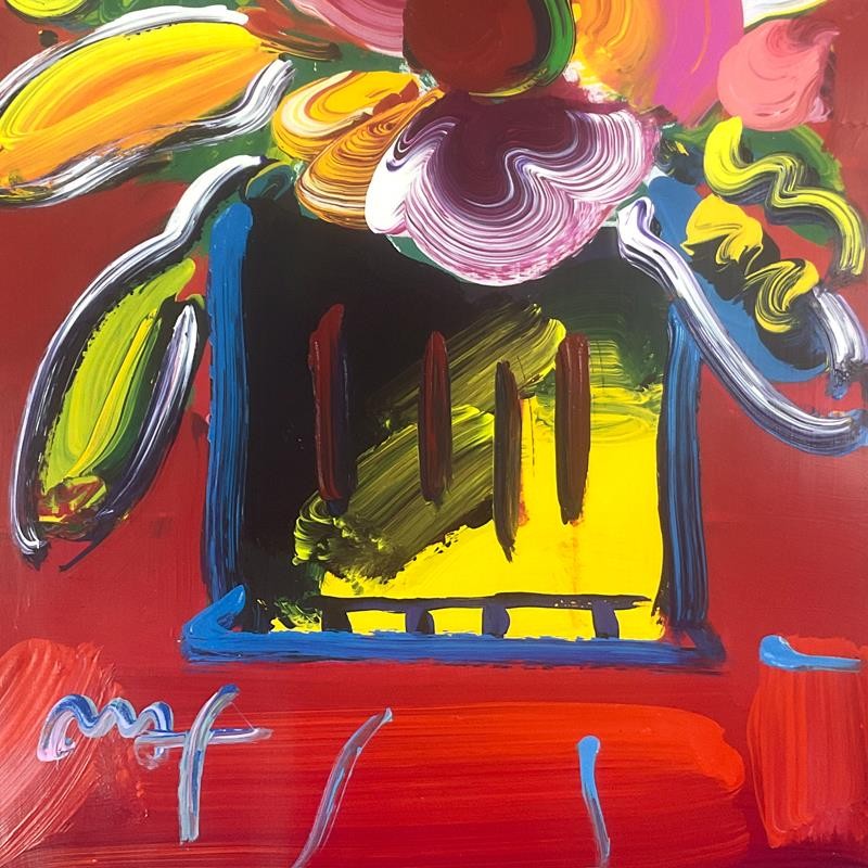Peter Max «Flowers 2″ Framed Acrylic Mixed Media (48.5″ x 36.5») Hand Signed