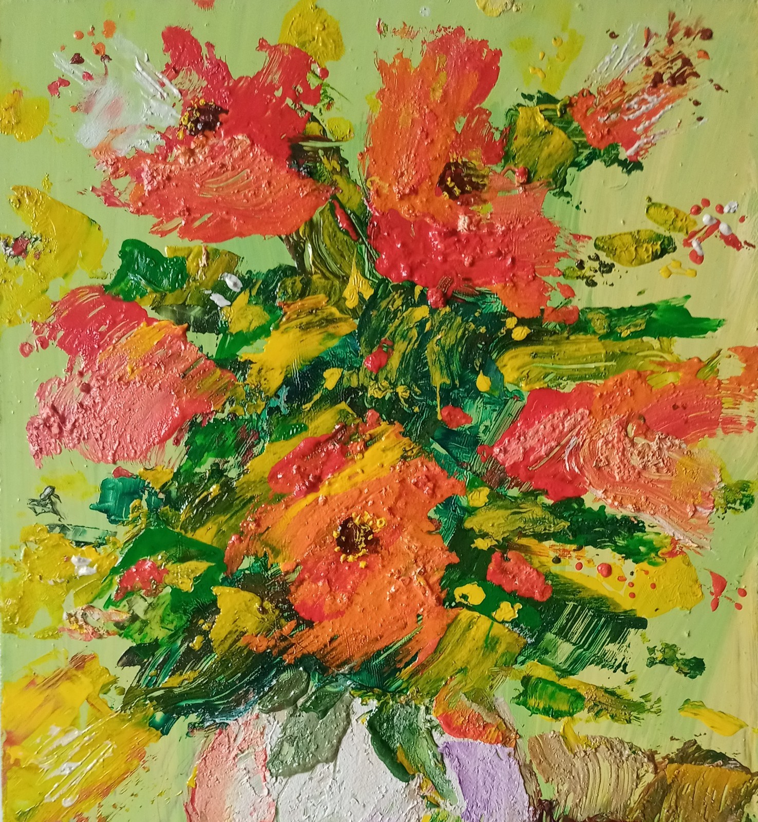Poppies Impasto Painting Original Art Impression Oil Painting 11.7 x 7.8 in