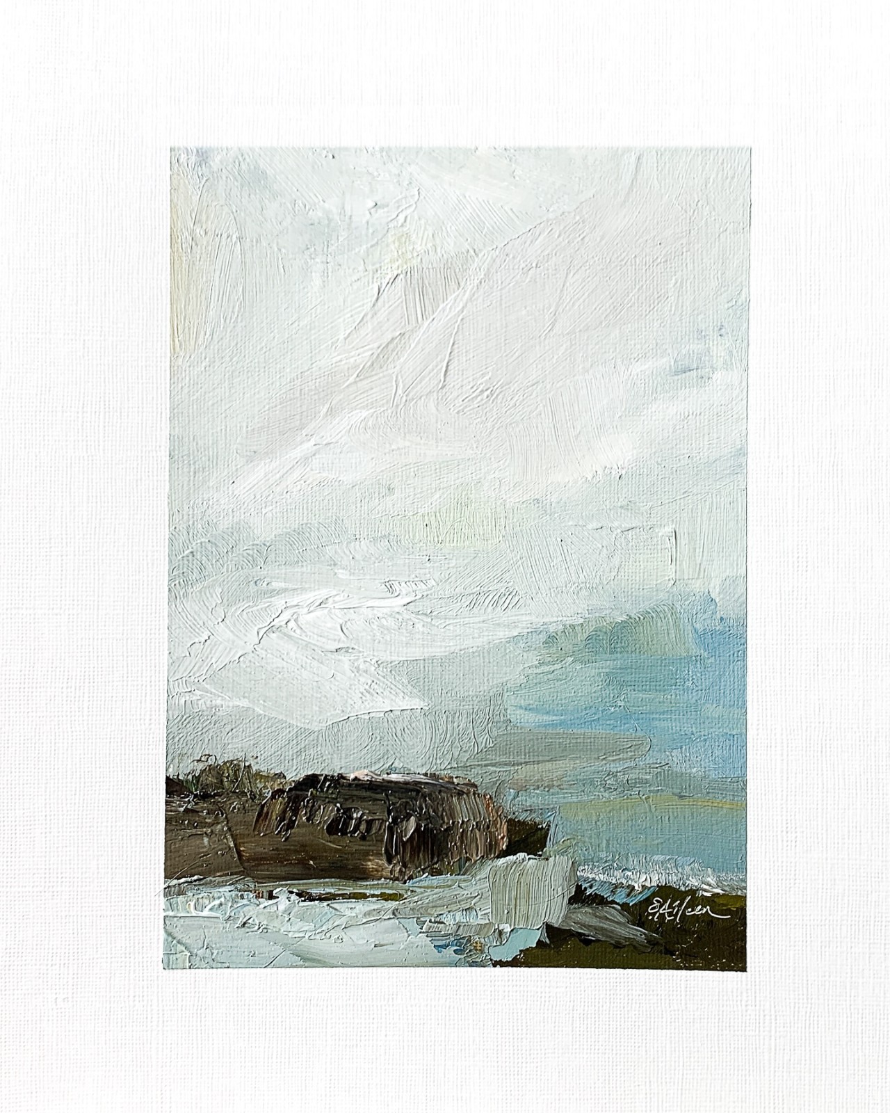 8×10 Original Oil Landscape Painting Abstract Expressive Seascape Calm Signed