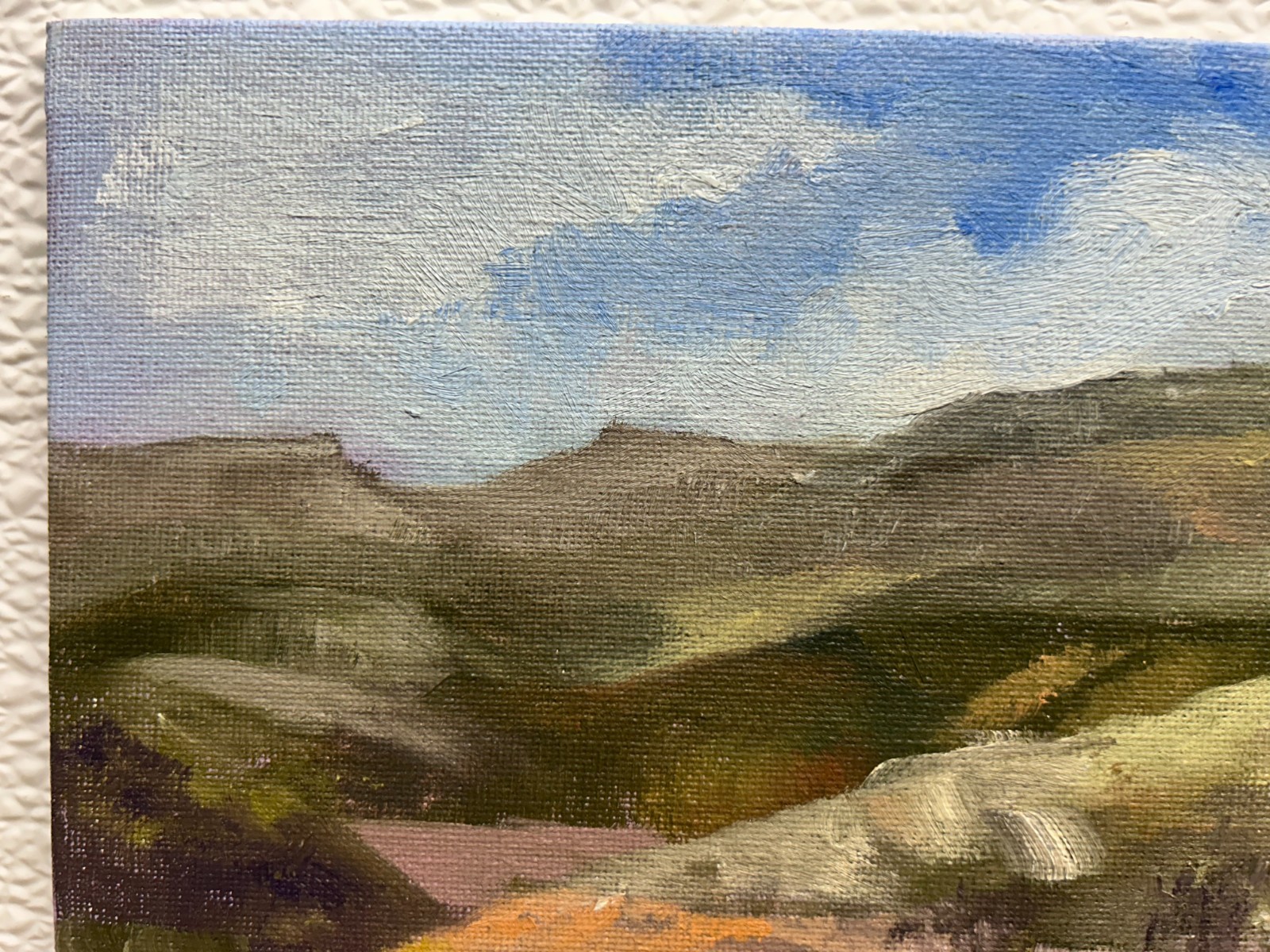 Vtg Authentic Oil Painting Summer Mountain Lake Landscappe Paysage By Mary Wolfe