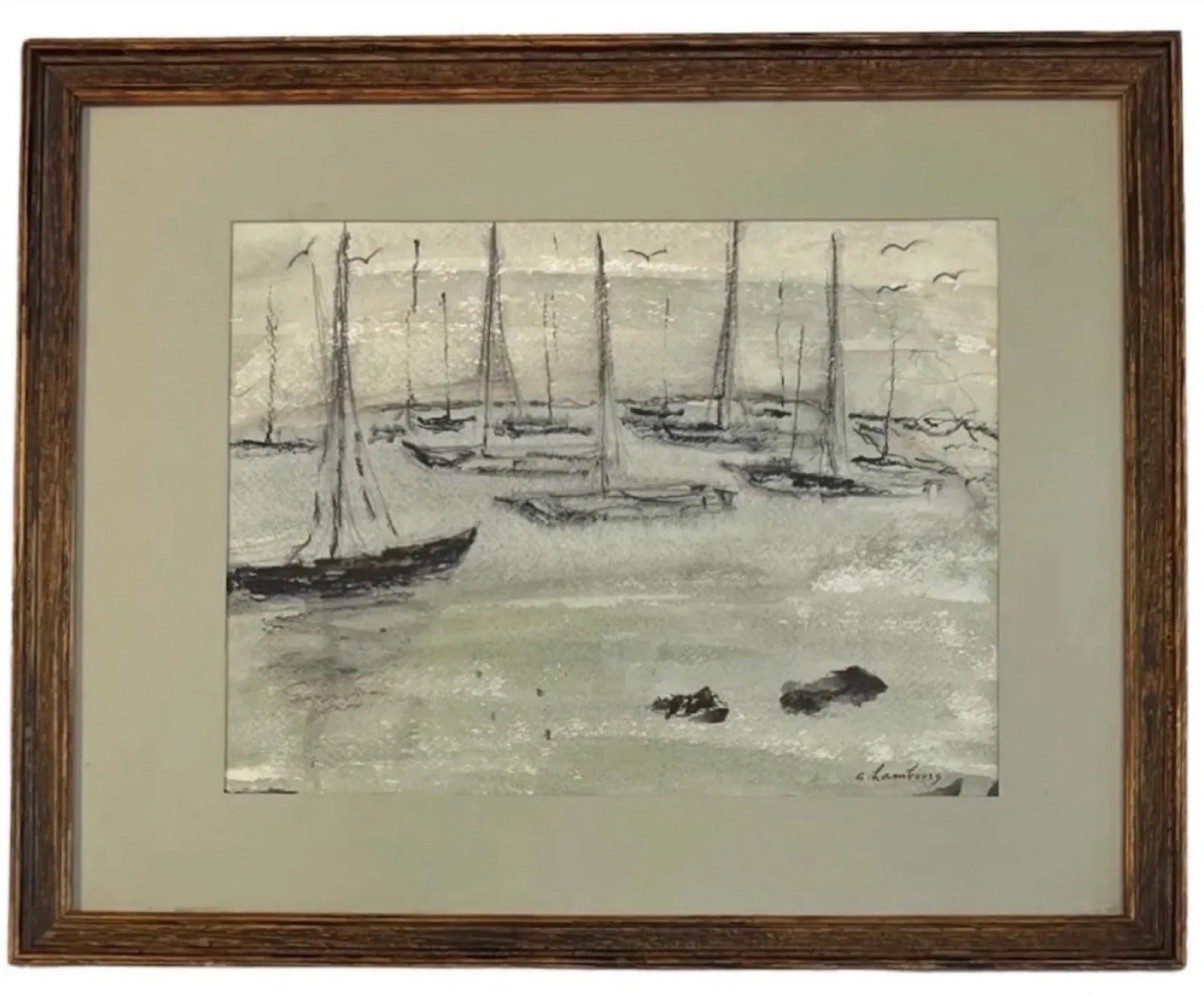 Andre Hambourg (1909 – 1999) Color Pencil & Watercolor