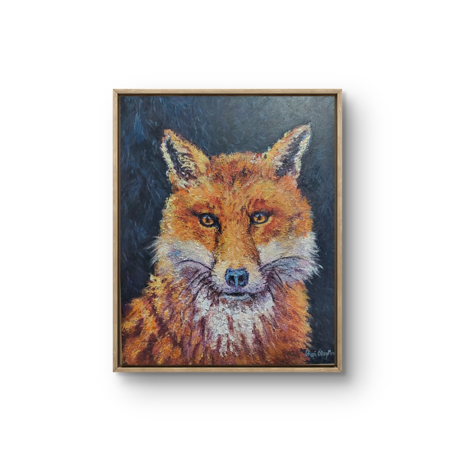 18 X 22 In Acrylic Original Fox Framed Textured Painting on hardboard