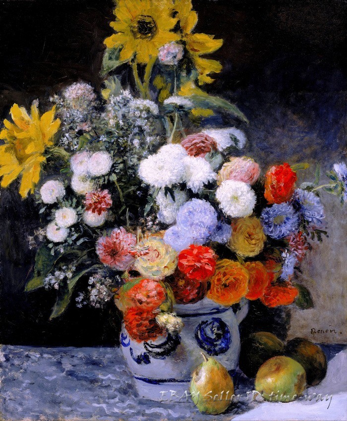 Chrysanthemums By Auguste Renoir Oil painting Art Giclee Printed on Canvas P1906