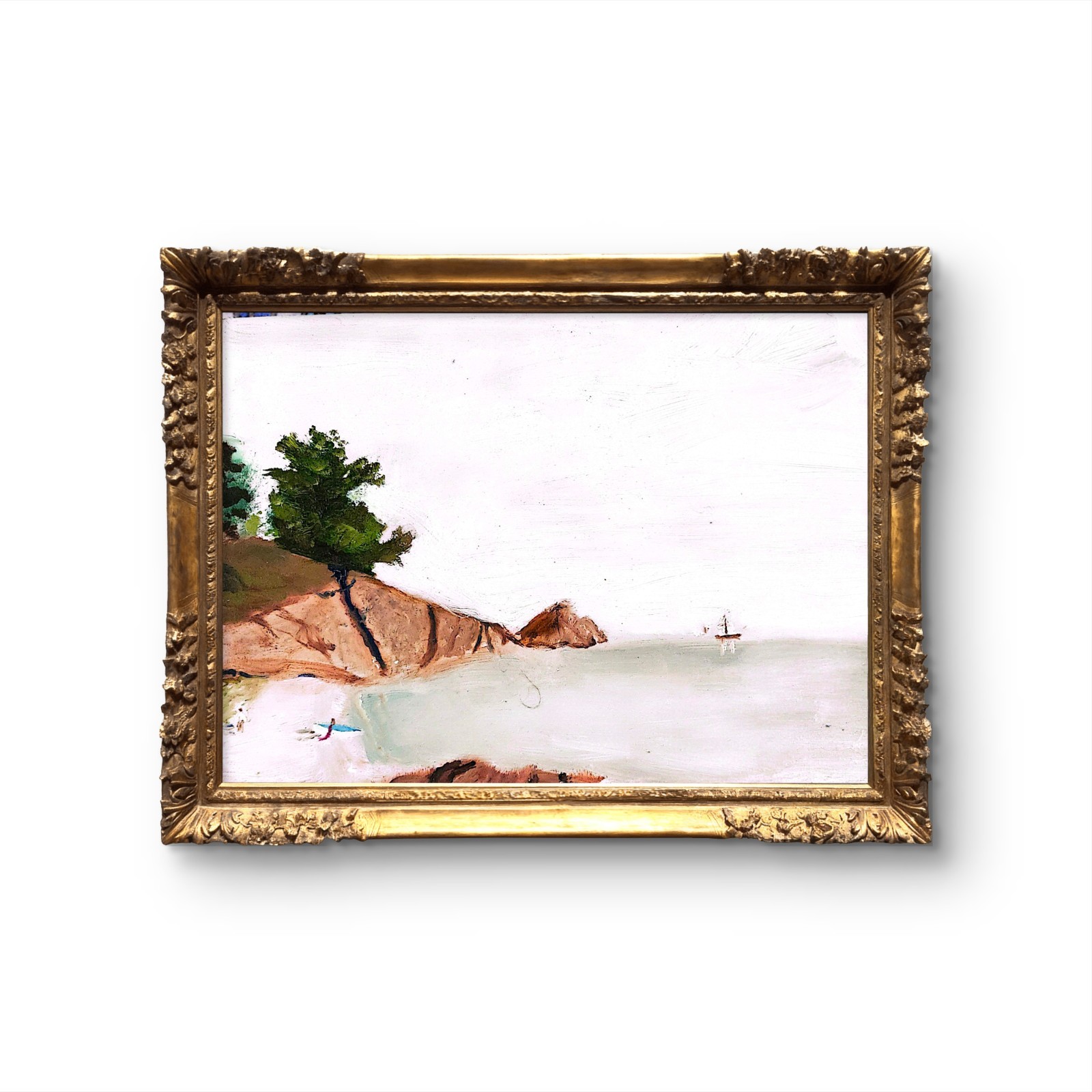Beach Day Contemporary Expressionist Landscape Oil Painting Study On Board