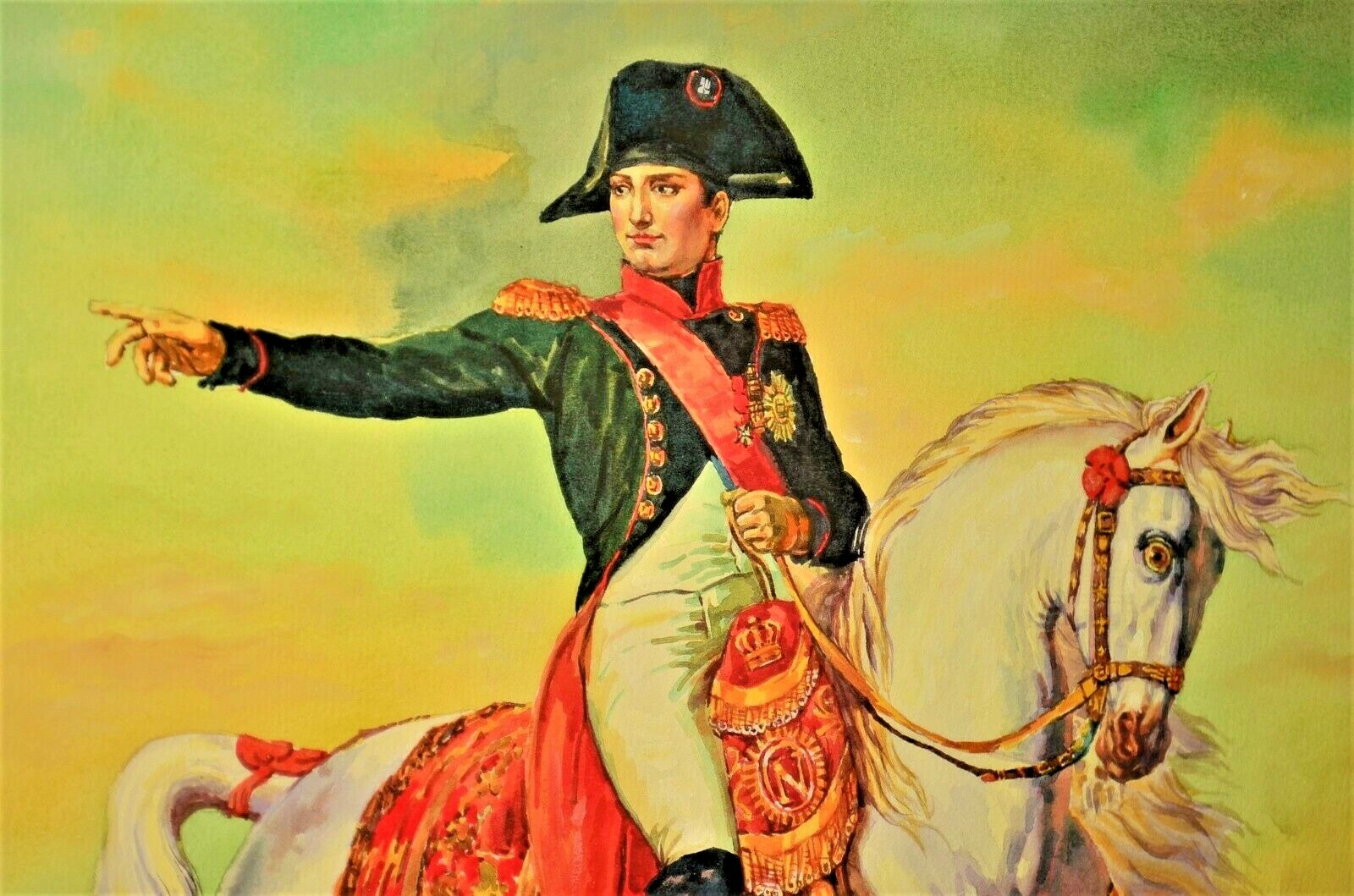 VICTOR GILBERT Original Signed Napoleon Portrait Landscape Watercolor Painting