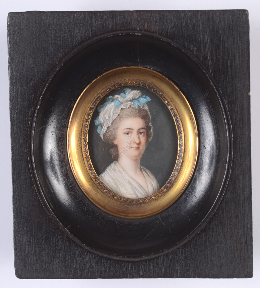 «Portrait of a lady», fine French miniature, ca. 1790