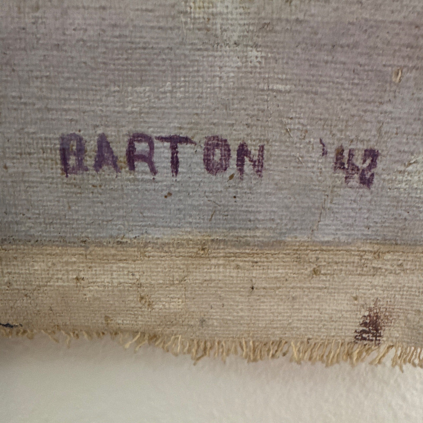 Vintage BARTON 1947 Signed Canvas Painting Children’s, Dog, Toys, Unframed