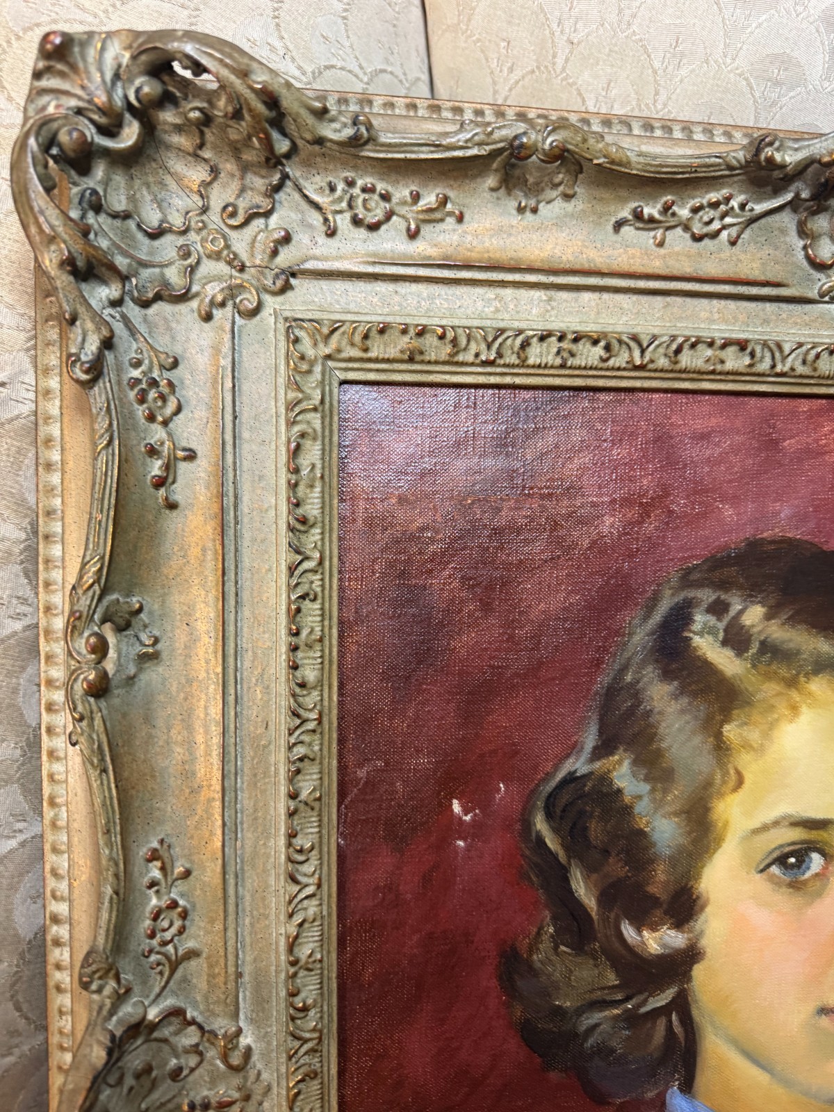 Magnificent Ben Solowey Oil «Portrait Young Woman» 49 Signed Oil Painting-Framed