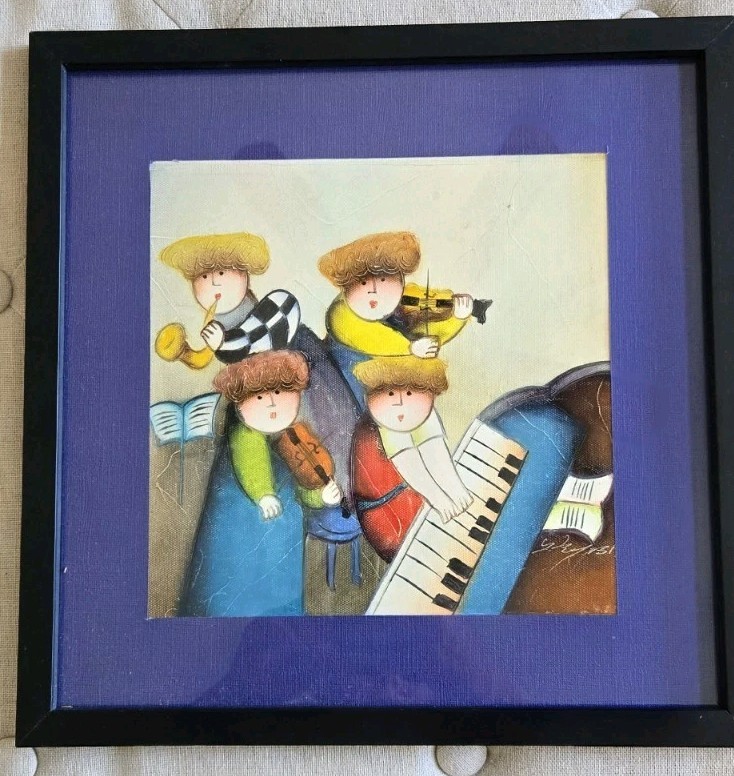 Joyce Roybal Original Oil On Canvas Painting-4 Young Musicians-12″x 12″-Signed