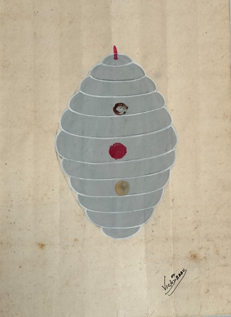 Vintage Shaligram Tantra Painting | 1990s Handmade Tantra Art | PAPER PAINTING
