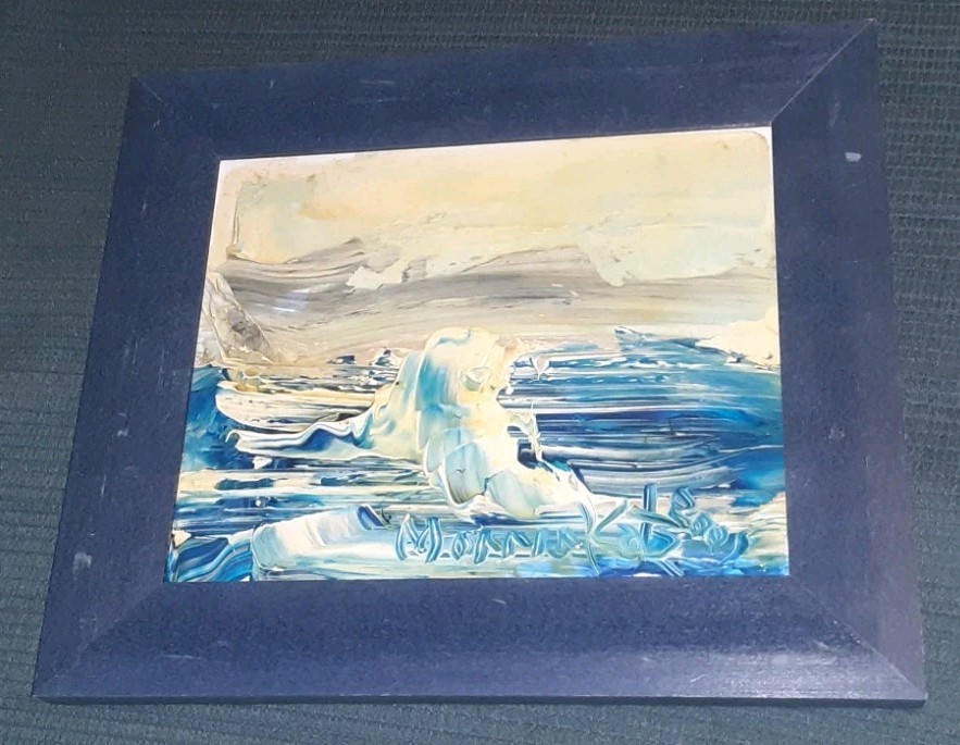 Morris Katz Signed Original Oil Painting Ocean Wave 2000s Size 9 1/2 x 7 1/2 In