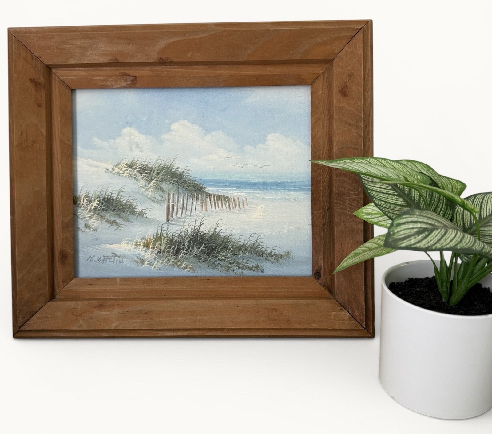 Original Coastal Oil Painting Beach Dunes Seascape Beach House Cottage Wall Art