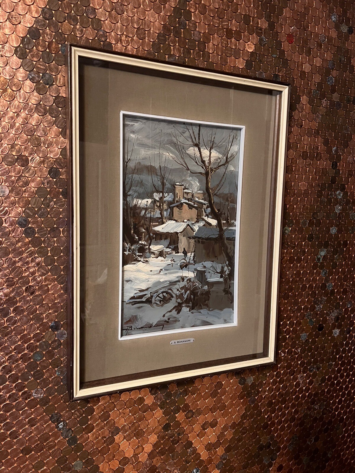 Original Oil on board by Italian Artist Arturo Bonanomi 1920 – 2010 16×22 framed