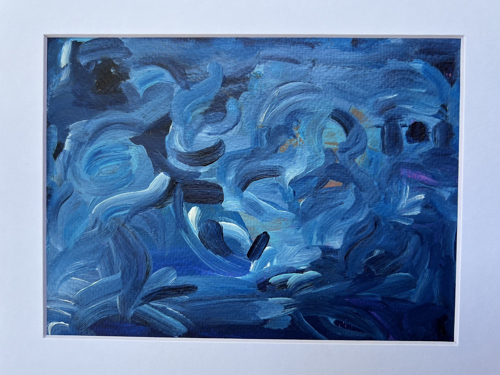 Abstract Modern Art Matted 8”x10” Original Blue Contemporary Painting Jimarieart