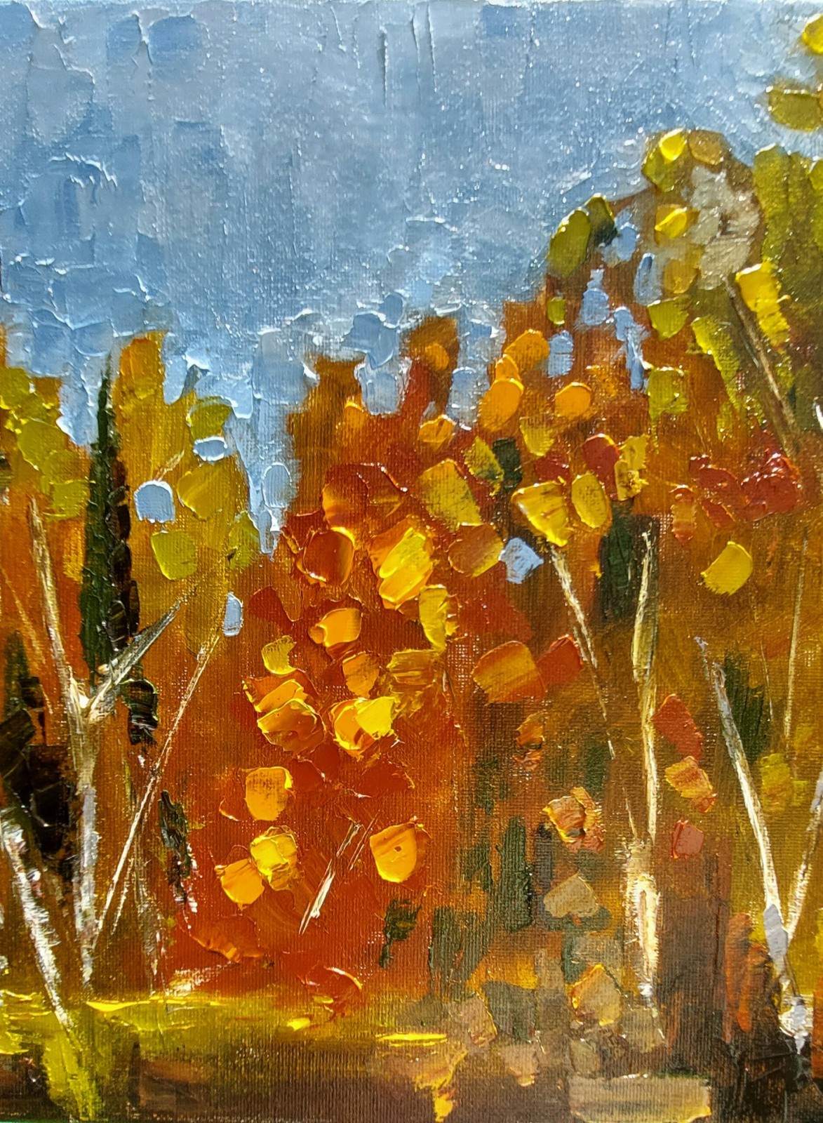 Oil original painting on canvas size 14×11 inches Autumn Forest