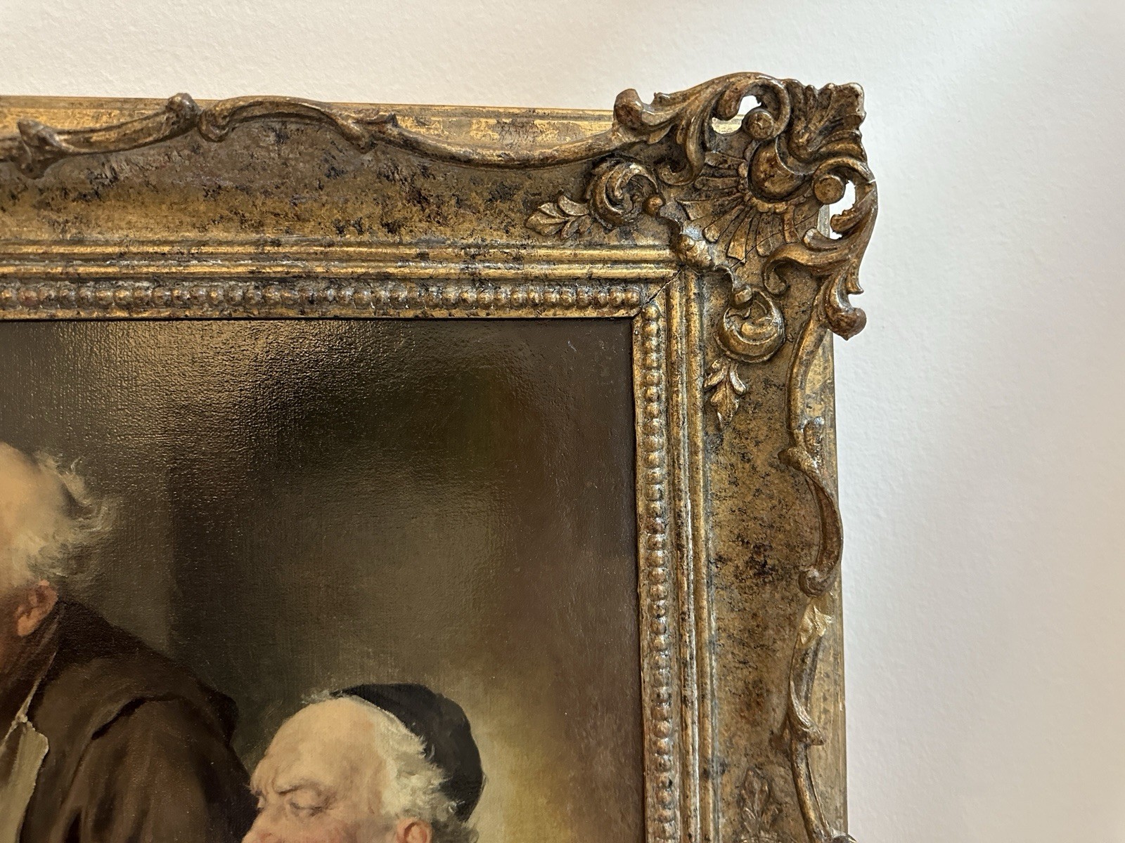 Monks at Table with Stein – Signed “E. Grutzner” – Oil on Wood Panel Painting