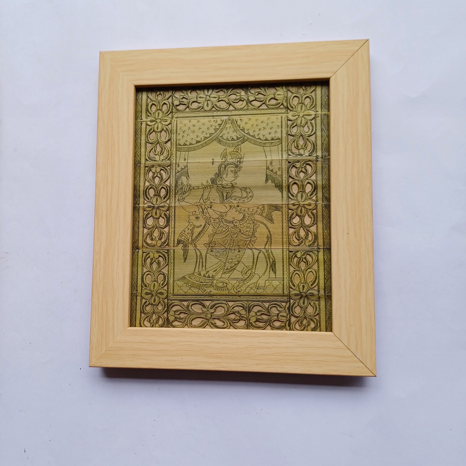 Orginal Handmade Palm Leaf Engraving Pattachitra Frame Set Of 2nos Wall Hanging
