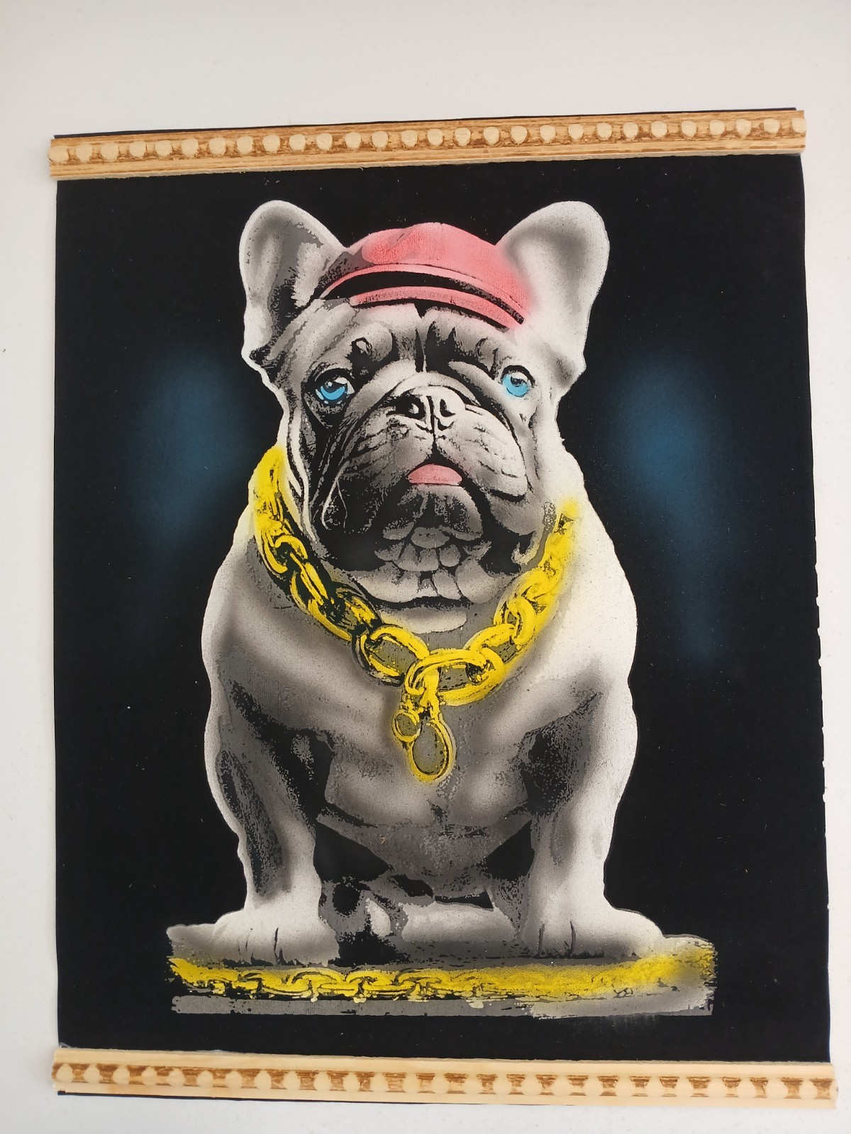 Original 3D Textured French Bulldog Oil Painting Canvas | Hip Hop Art | COA
