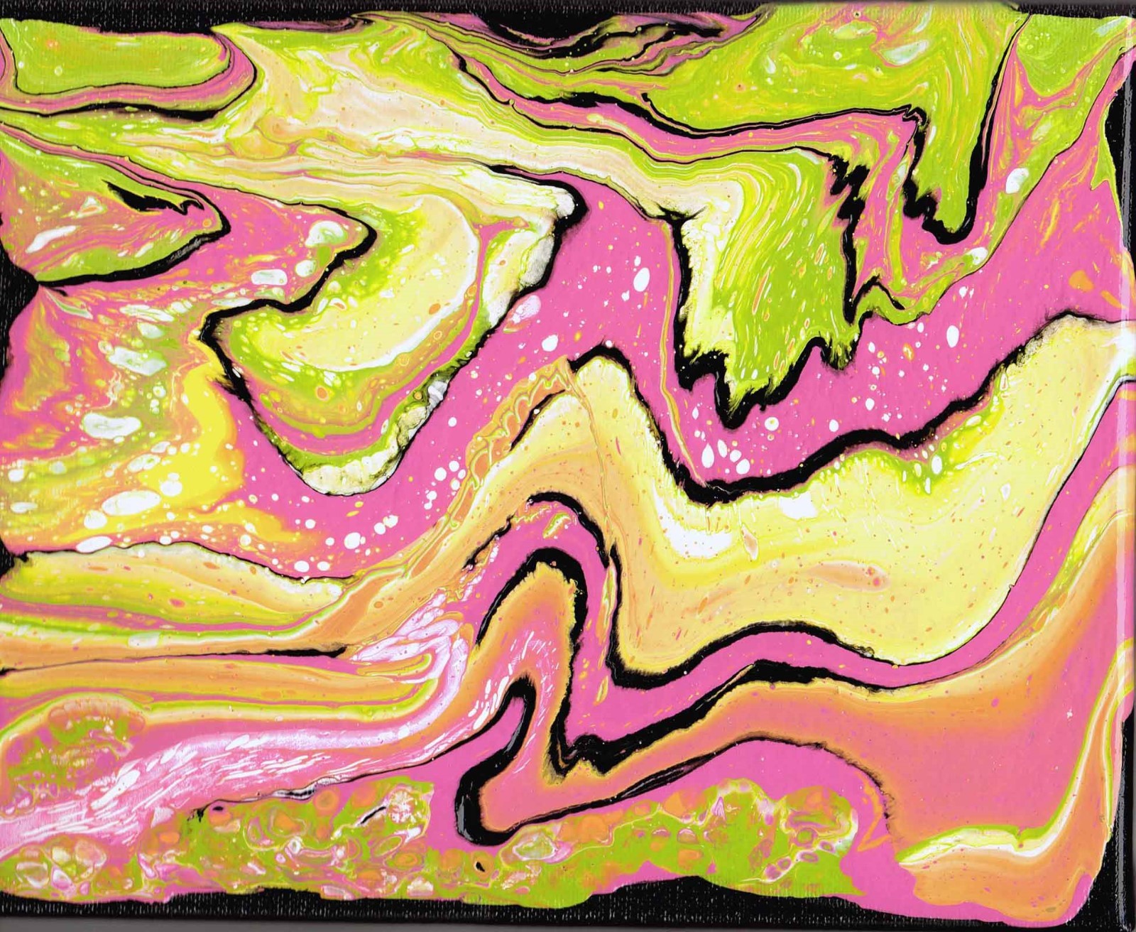 Original Acrylic Pour Abstract Painting 8″ x 10″ «Vein of Gold» Couples Painting