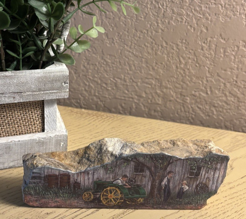 Hand Painted and Signed by Phyllis Shanks Farm on Limestone Rock