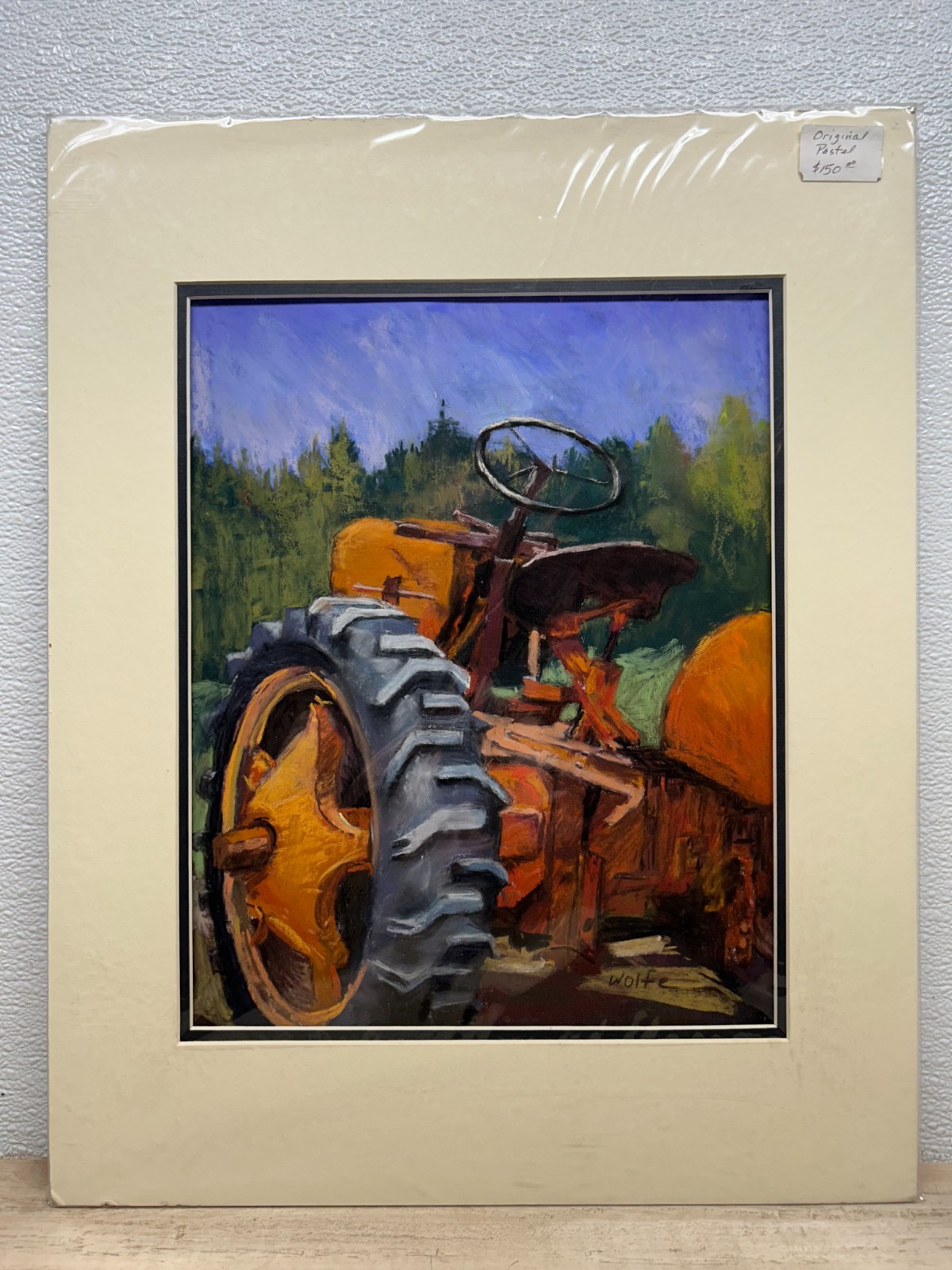 Vtg Fine Art Original Pastel Painting «Old Tractor» Signed By Mary Hanson Wolfe