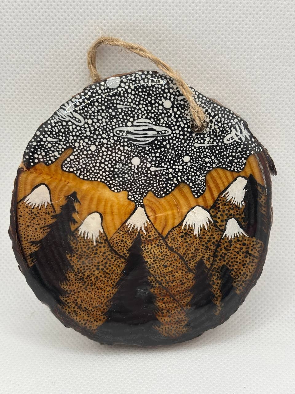 Hand Painted Wood Slice Art | epoxy Resin Finish |Signed Original Nature 3 inche