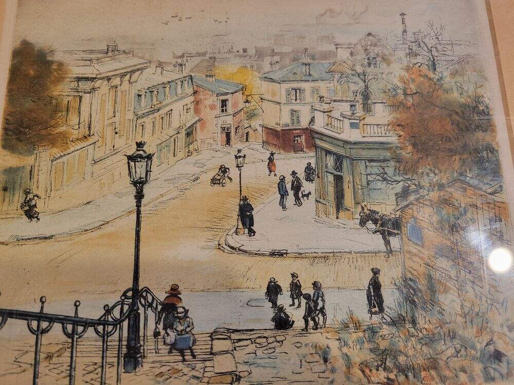 Eugene VEDER (1876-1936) French Artist Parisian St Scene Hand Colored Etching