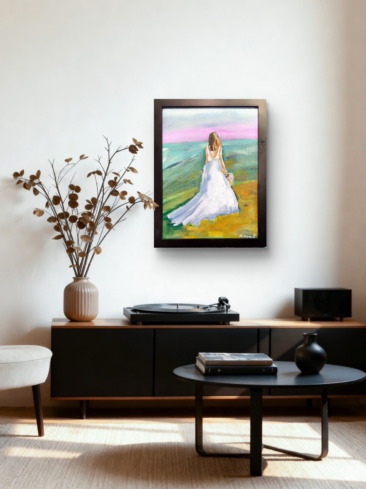 GERARD 10×13 IN-Abstract Expressionist Original Oil Painting Beach Wedding