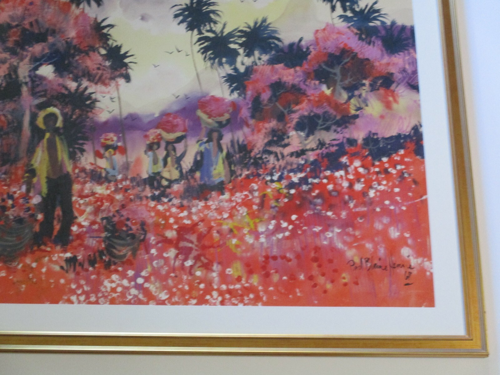 LARGE FINEST PAUL BLAINE HENRIE PAINTING TROPICAL JUNGLE WORKERS LANDSCAPE FARM