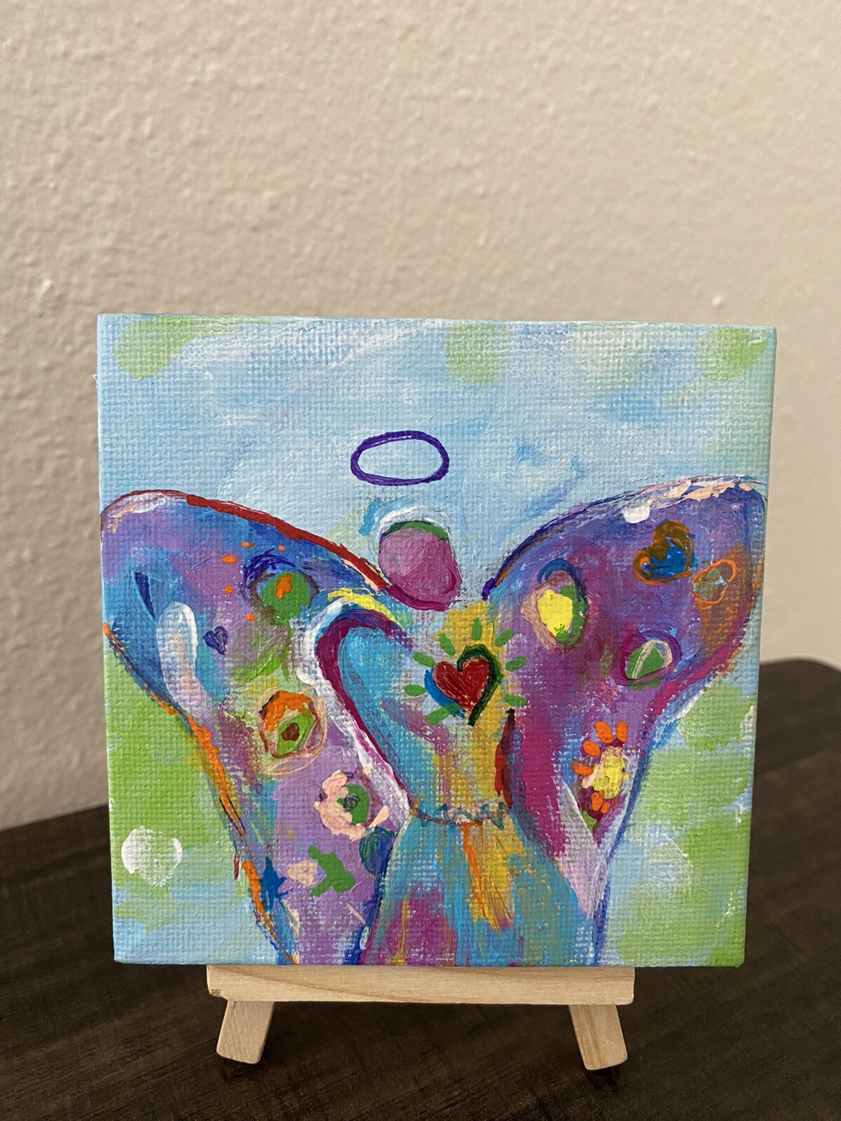 4×4 Canvas With Easel Angel Acrylic painting